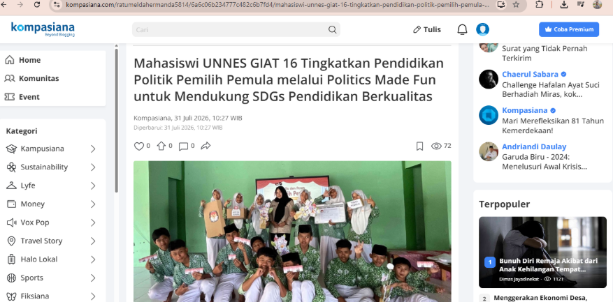 Pendampingan Posyandu, Evaluasi Desain Kemasan UMKM, Produksi Media Visual, dan Finalisasi Publikasi Digital Kompasiana